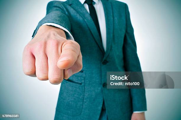 Man In Suit Pointing The Finger Stock Photo - Download Image Now - Adult, Blame, Business