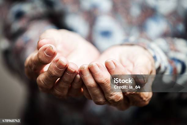 Senior Person Hands Begging For Food Or Help Stock Photo - Download Image Now - Homelessness, Begging - Social Issue, Reaching