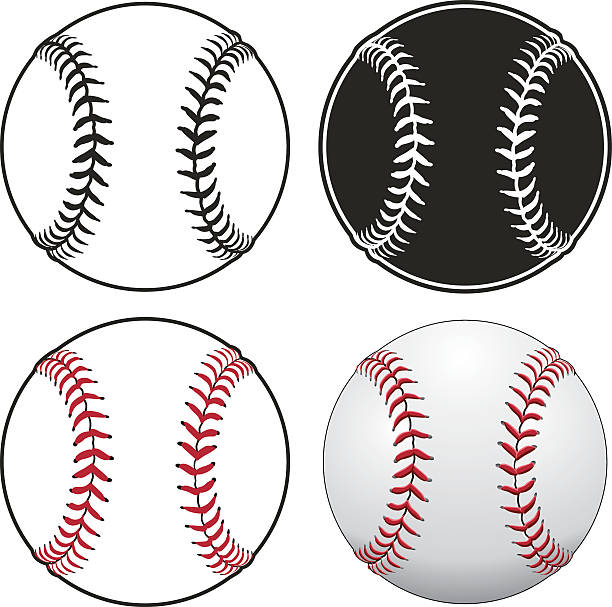 Baseballs Baseballs is an illustration of a baseball in four styles from simple black and white to complex full color. softball stock illustrations