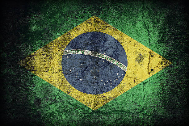istock Brazil flag pattern on dirty old concrete wall texture 478971640