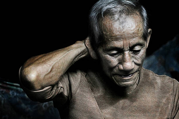 Nice emotional Portrait Image Of sad senior Man
