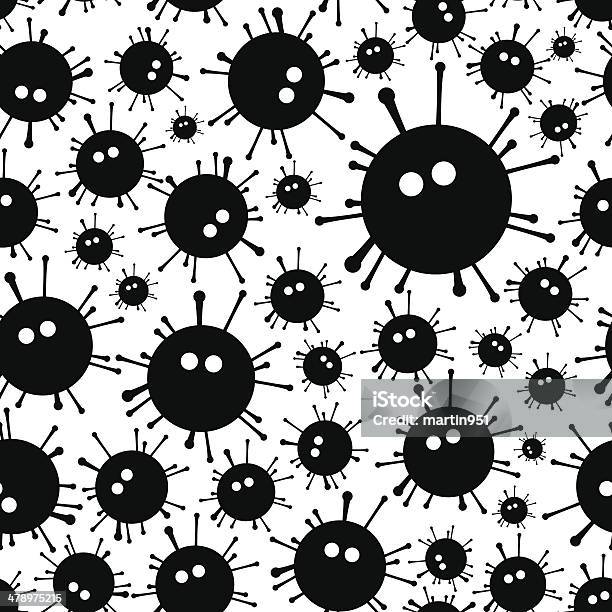 Nero Seamless Pattern Di Mostri Virus Eps10 - Immagini vettoriali stock e altre immagini di Animale - Animale, Bacillus subtilis, Colore nero