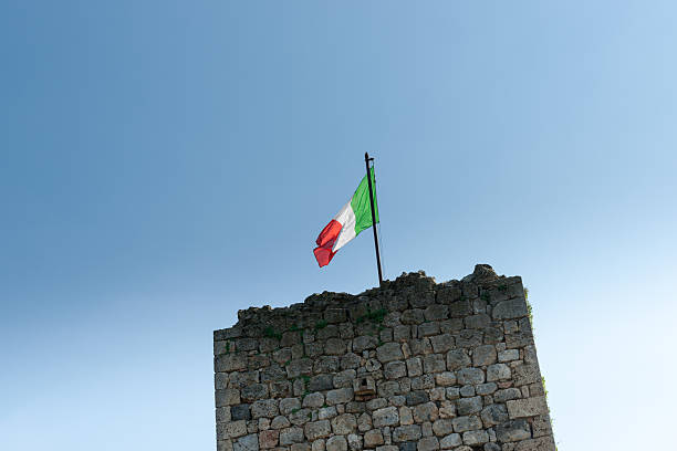 istock Italian flag above historic stone wall. 478978196