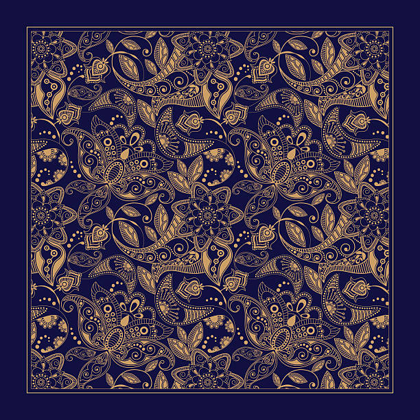 Ornamental Paisley pattern, design for pocket square, textile, silk shawl Ornamental floral pattern, design for pocket square, textile, silk shawl decoupage stock illustrations