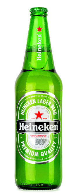 Poznan, Poland - January 30, 2014: Heineken Lager Beer is the flagship product of Heineken International which owns over 125 breweries in more than 70 countries