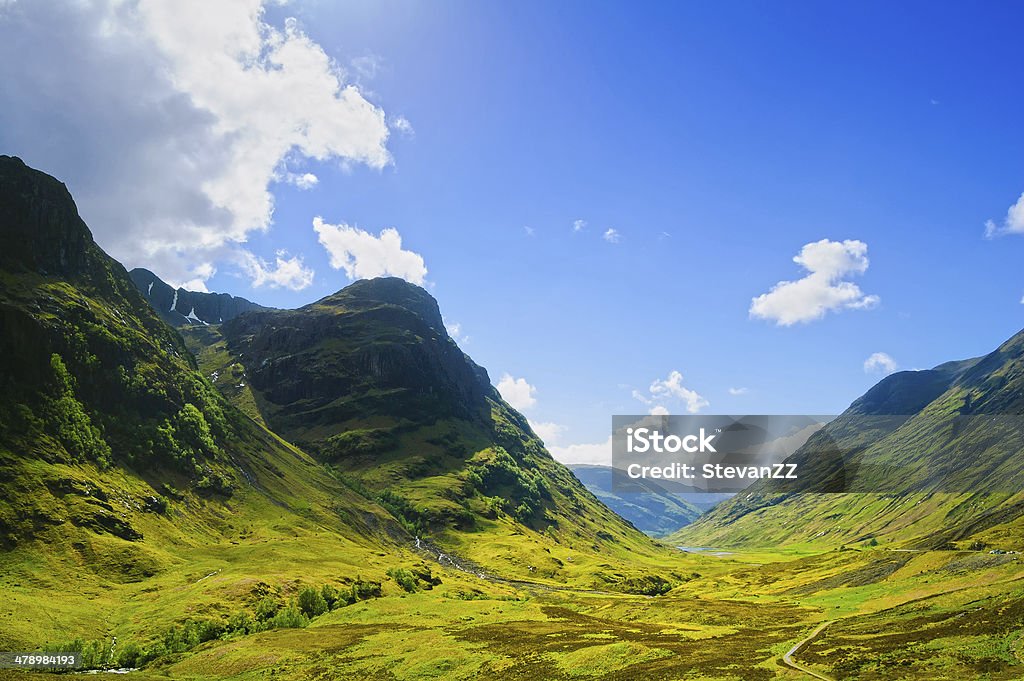 Glencoe mountain landscape in Lochaber, Scottish Higlands, Scotl Glencoe or Glen Coe mountains and pass, panoramic view landscape in Lochaber, Scottish Higlands,Scotland. UK. Scotland Stock Photo