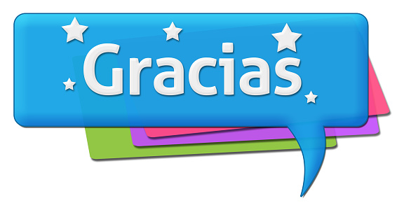 Gracias text with stars written over colorful background.