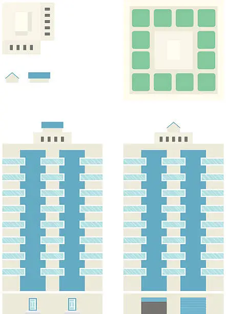 Vector illustration of High-Rise Building - Template for Creation Axonometric Projectio