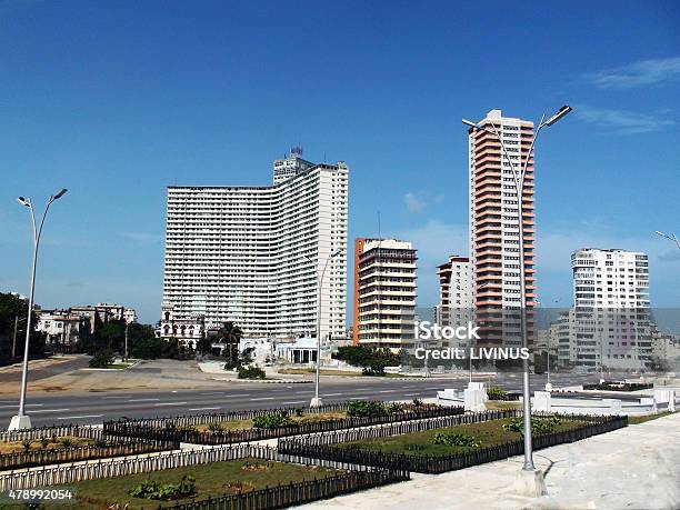 Tall Buildings In Havana Capital City Of Cuba Stock Photo - Download Image Now - 2015, Bay of Water, Built Structure