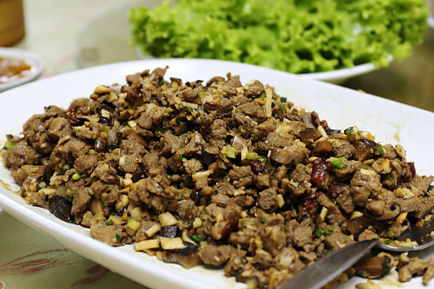 istock Stir fried pork chopping with mushroom 478992485