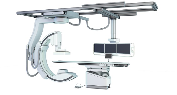 3D illustration of x-ray machine on white background.