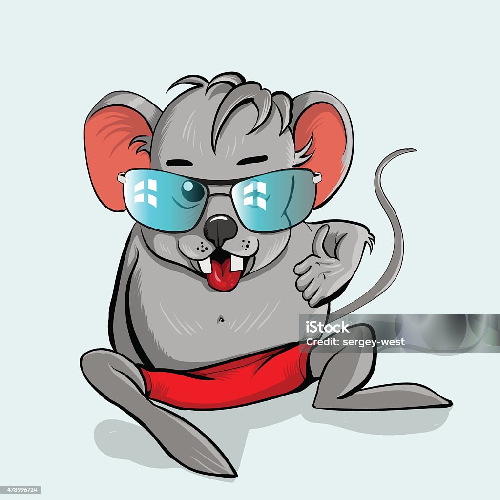 cartoon mouse wearing glasses Cute cartoon mouse with glasses in the cartoon style 2015 stock vector