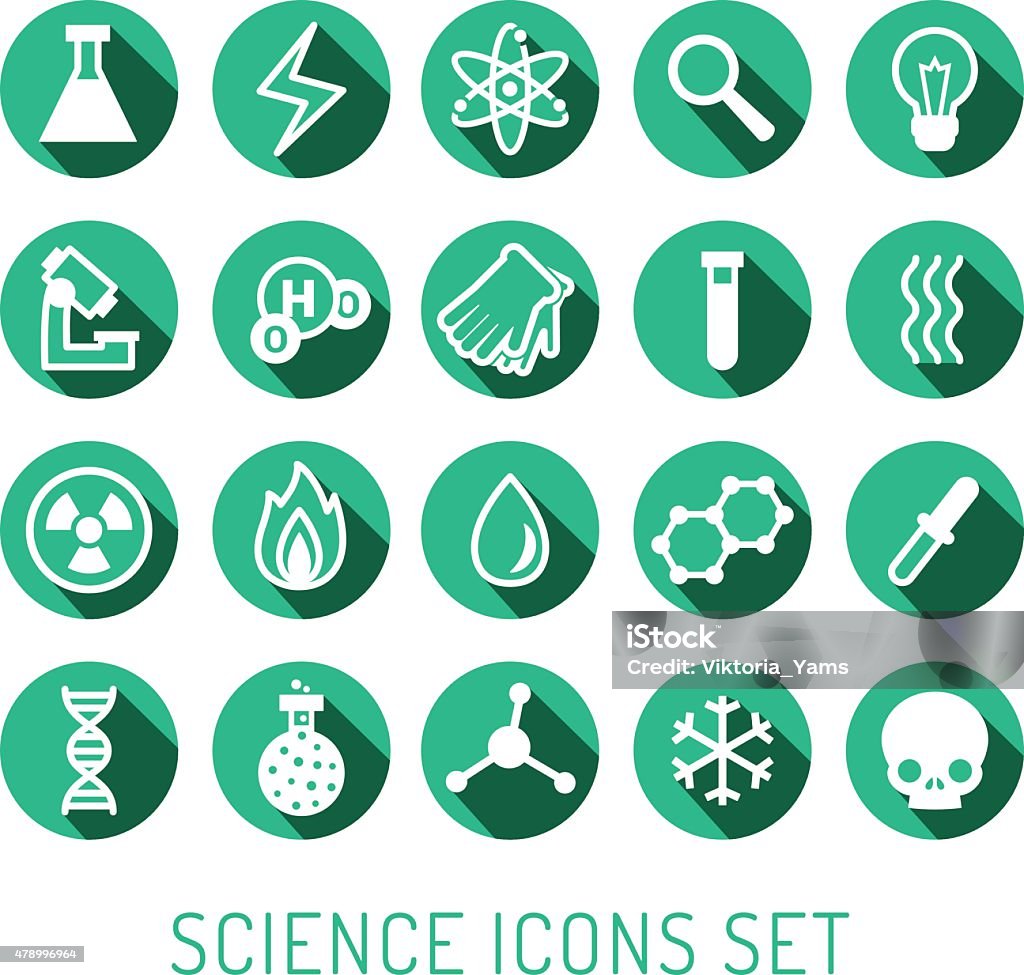 Science vector icons set. Chemistry, Physics and Biology. Science vector icons set. Chemistry, Physics and Biology. Modern flat design. Turquoise and white. 2015 stock vector