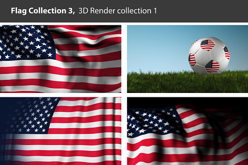 USA 3D Flag, American Flag Background Art (3D Render, Raster Graphic)