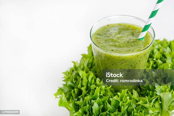 Fresh Organic Green Smoothie With Salad Apple Cucumber Stock Photo - Download Image Now