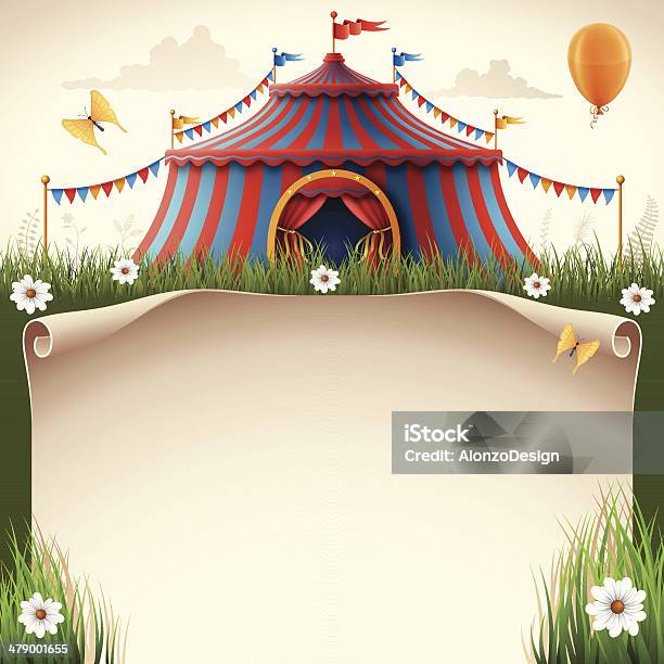 Circus Tent With Scroll Stock Illustration - Download Image Now - Circus, Circus Tent, Poster