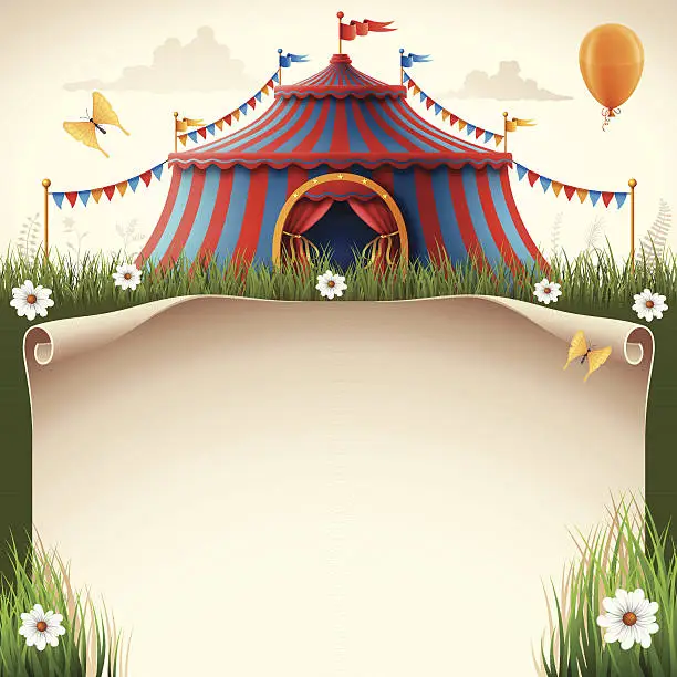 Vector illustration of Circus Tent with Scroll