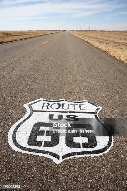 Route 66 Road Sign Stock Photo - Download Image Now - Desert Road, Adventure, Asphalt