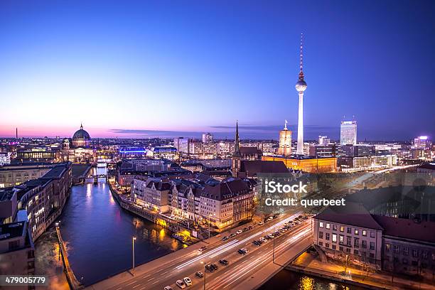 Berlin Skyline At Night Stock Photo - Download Image Now - Berlin, Urban Skyline, Night