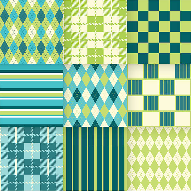 Set of seamless backgrounds with pattern striped, chess, checkered. Vector illustration. Pattern Swatches made with Global Colors - quick, simple editing of color. golf designs stock illustrations