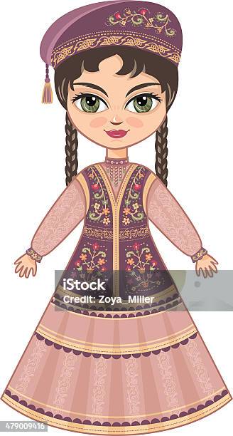 The Girl In Tatar Dress Historical Clothes Stock Illustration - Download Image Now - 2015, Adult, African Culture