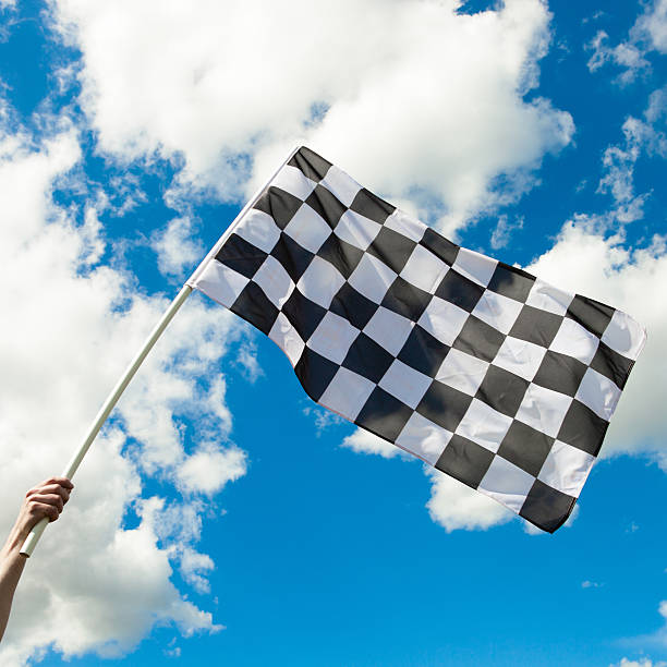 istock Checkered flag in the wind - close up outdoors shot 479009944