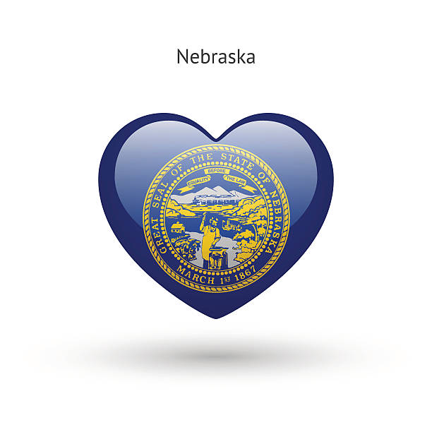 istock Love Nebraska state symbol. Heart flag icon 479012106