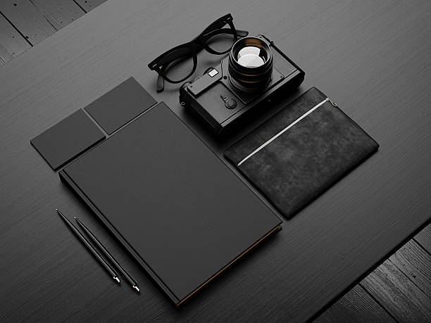 istock Set of black mockup on the table. 3d render 479012640