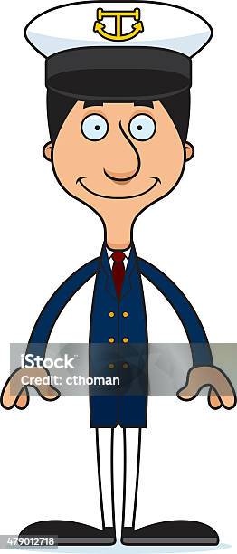 Cartoon Smiling Boat Captain Man Stock Illustration - Download Image Now - 2015, Adult, Adults Only