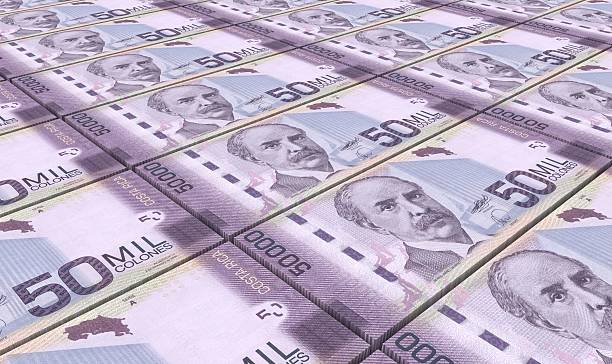 istock Costa Rican Colon bills stacks background. 479022480