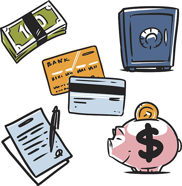 banking illustration icons set 1 vector art illustration