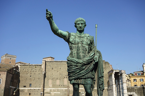 Statue of Roman Emperor Augustus on the via dei Fori Imperiali