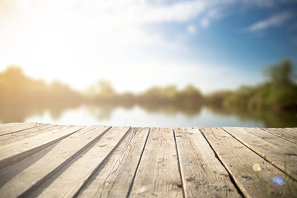 pier old wooden pier on the  lake. pier stock pictures, royalty-free photos & images