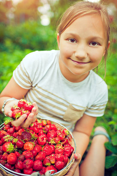 istock Little girl with strawberry 479025949