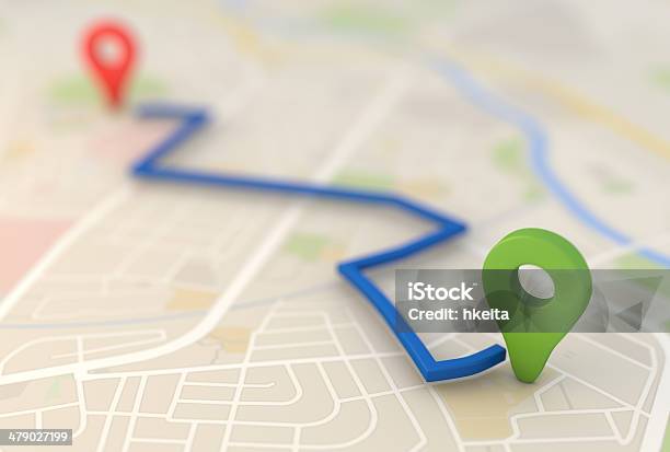 City Map With Pin Pointers 3d Rendering Image Stock Photo - Download Image Now - Road Map, Map, Cultures