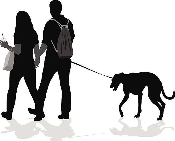 Vector illustration of Couple And Greyhound Dog