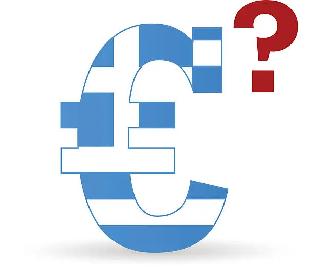 Vector illustration of Greece flag in euro symbol on white background