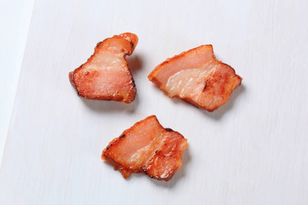 Pan fried bacon stock photo