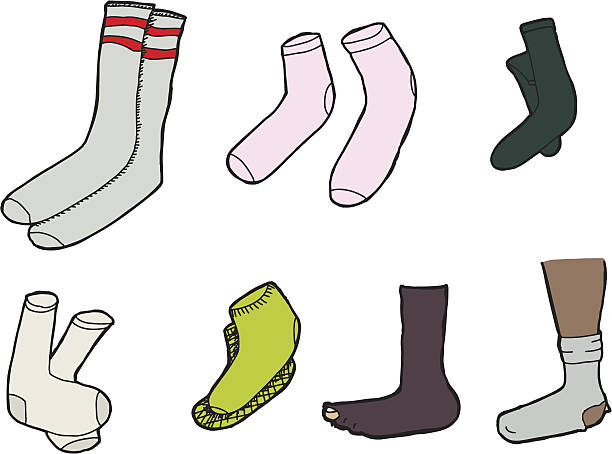 ilustraciones, imágenes clip art, dibujos animados e iconos de stock de calcetines aislado - sock wool multi colored isolated