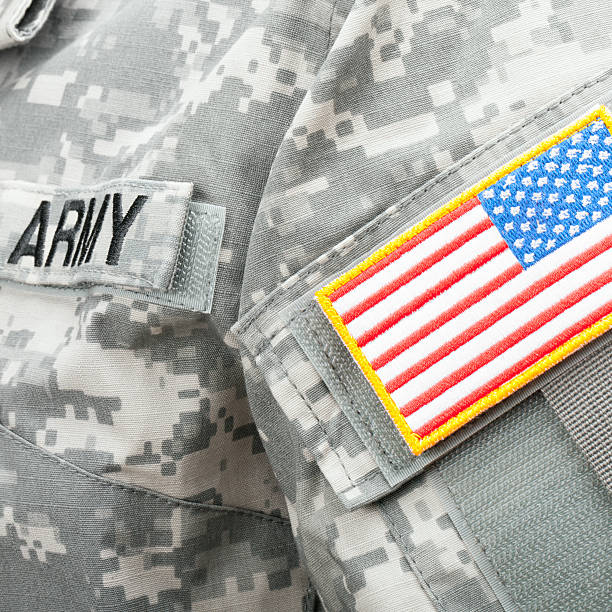 istock Studio shot of US flag shoulder patch on military uniform 479040264