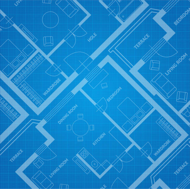 Vector plan blue print. Architectural background Vector illustration plan blue print. Architectural background building restoration project stock illustrations