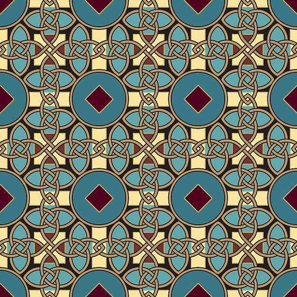 illustrations, cliparts, dessins animés et icônes de nœud infini motif de noeud celtique (seamless tapisserie différences n ° 5 - tied knot celtic culture seamless pattern