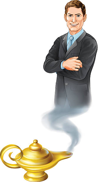 illustrazioni stock, clip art, cartoni animati e icone di tendenza di business genio - magic lamp genie lamp smoke