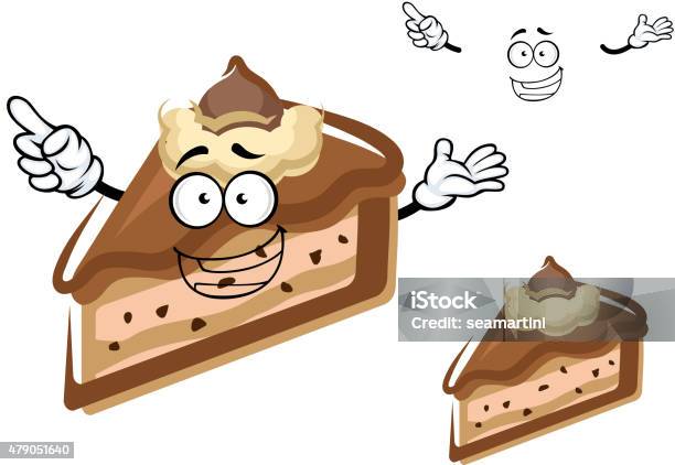 Cartoon Chocolate Cheesecake With Buttercream Stock Illustration - Download Image Now - 2015, Anniversary, Baked Pastry Item