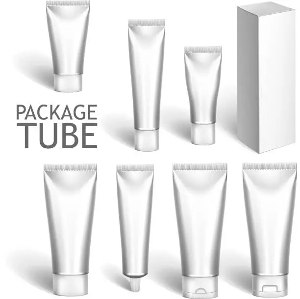 Vector illustration of Blank Cosmetics Packages, Set Tube Template
