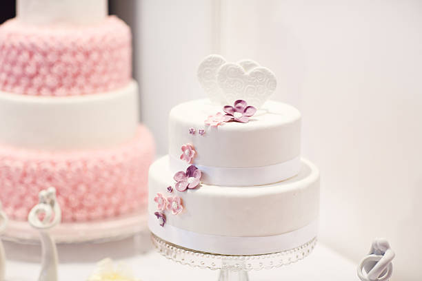 istock Delicious wedding cake in white , creme and pink 479054189
