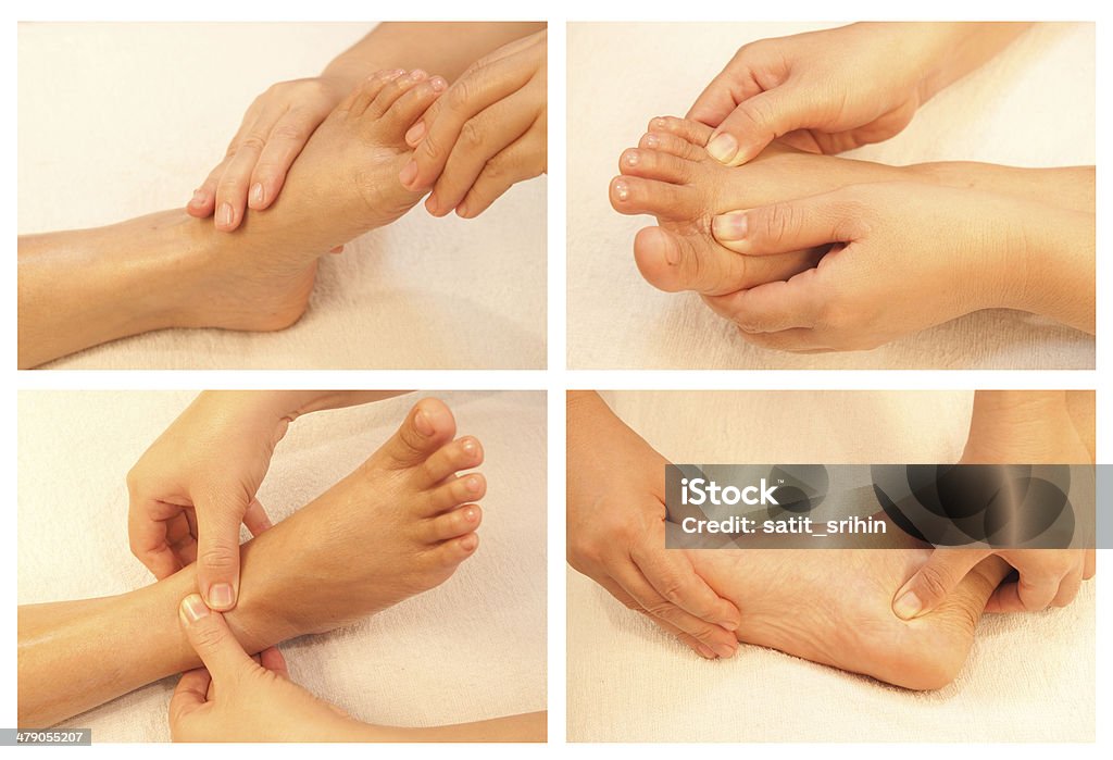 massage collection Collection of reflexology foot massage Aromatherapy Stock Photo