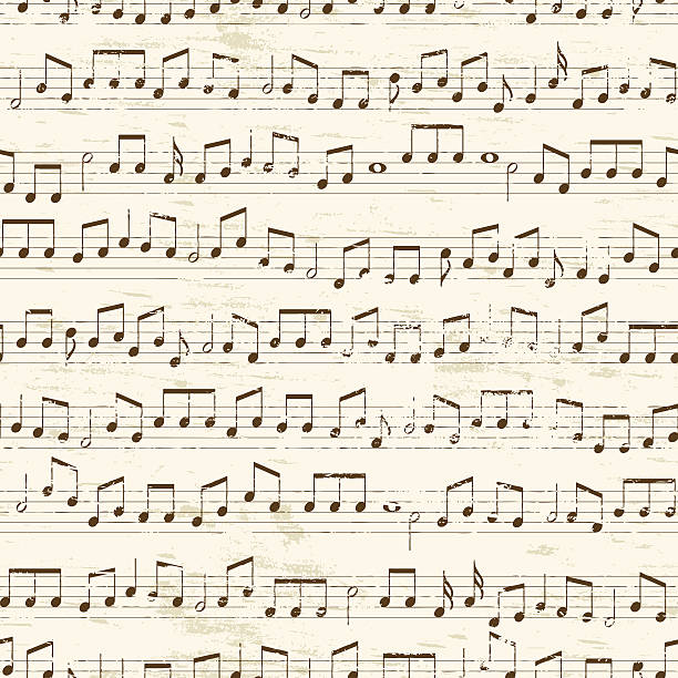 Repeating Musical Notes Faded old random musical notes background. Repeating tileable vector illustration. sheet music stock illustrations