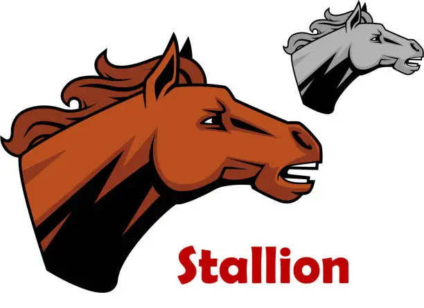 Vector illustration of Brown cartoon horse stallion character