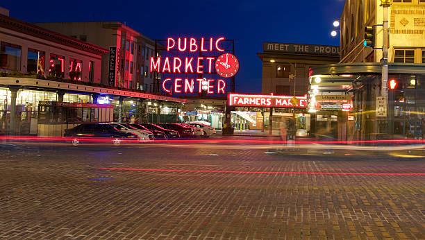 Pike Place Public Market Center Sign stock photo